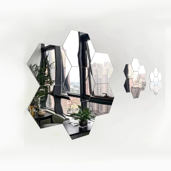 Espejo adhesivo pared hexagonal x6