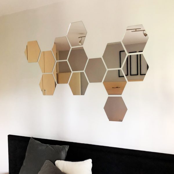 Espejo adhesivo pared hexagonal x6
